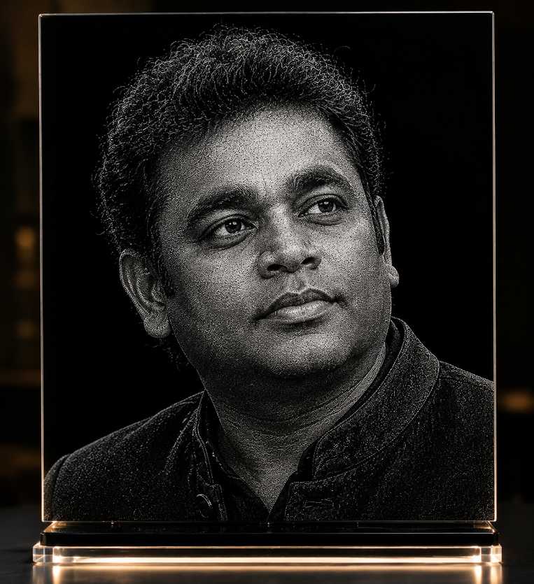 A. R. Rahman Hand Hammered Marble & Glass Art Portrait Wall Decor — Main Display