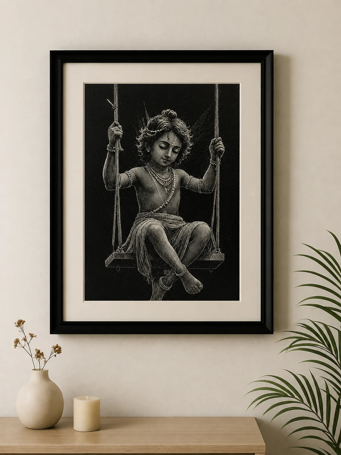 Bal Krishna Hand Hammered Glass Art